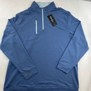 Walter Hagen Mens Performance 11 Light 1/4 Zip Golf Pullover 2XL Blue NWT DEFECT